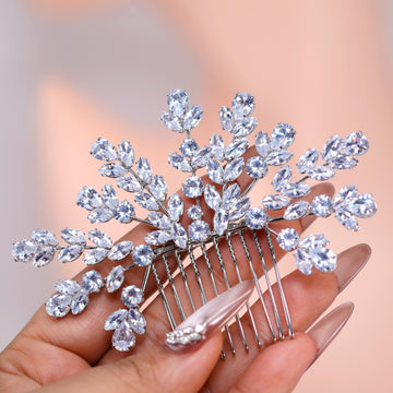 Cubic Zirconia Diamond Veil Of Blossoms Bridal Hair Comb, Bridal Hair Accessories, Wedding Hair Accessory, Bridal Hair Comb.